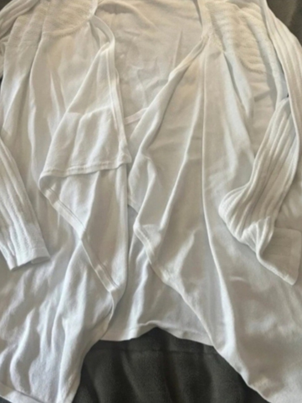 Cable & Gauge Cream Open-Front Draped Cardigan